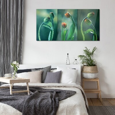Üvegkép Tulipánok a zöld árnyalataiban