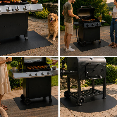 Grill padlóvédő félbevágott ovális 80x90 cm