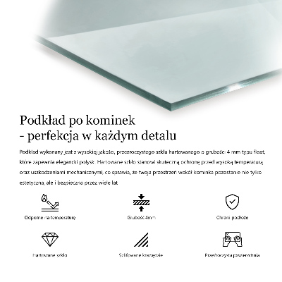 Kandalló üveg alátét téglalap alakú átlátszó