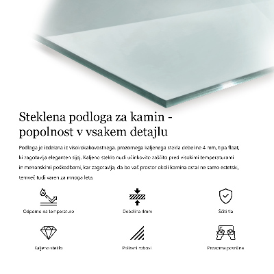 Kandalló üveg alátét téglalap alakú átlátszó