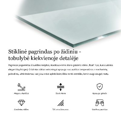 Kandalló üveg alátét téglalap alakú átlátszó