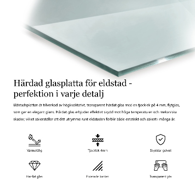 Kandalló üveg alátét téglalap alakú átlátszó
