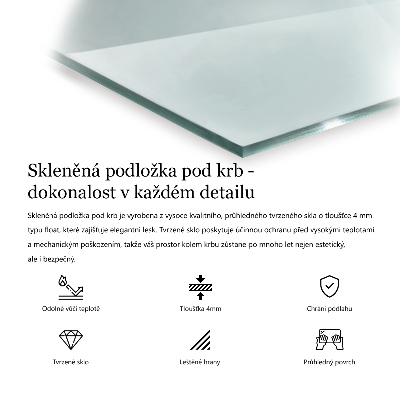 Kandalló üveg alátét téglalap alakú átlátszó