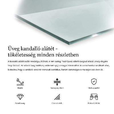 Kandalló üveg alátét téglalap alakú átlátszó