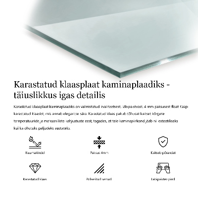 Kandalló üveg alátét téglalap alakú átlátszó