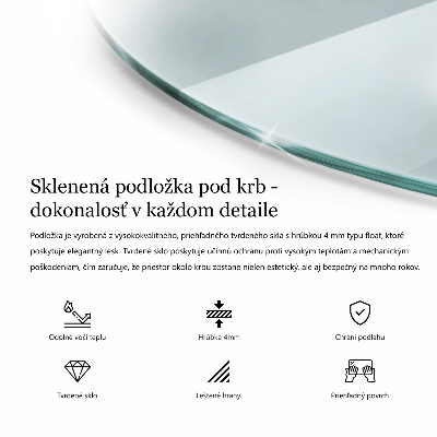 Üveg kandalló alátét félig ovális átlátszó