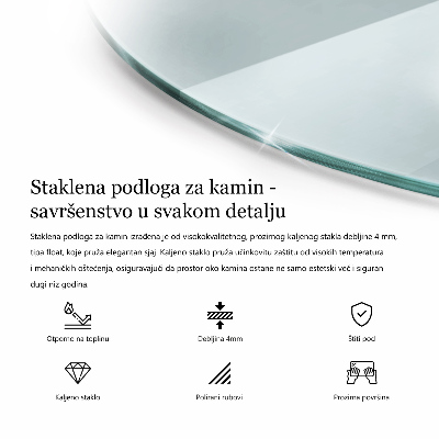 Üveg kandalló alátét félig ovális átlátszó