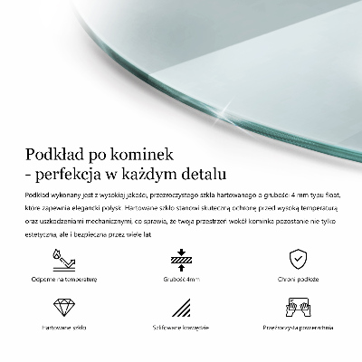Üveg kandalló alátét félig ovális átlátszó