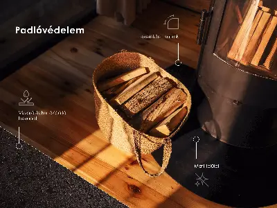Negyedkör alakú fekete kandalló alátét lemez