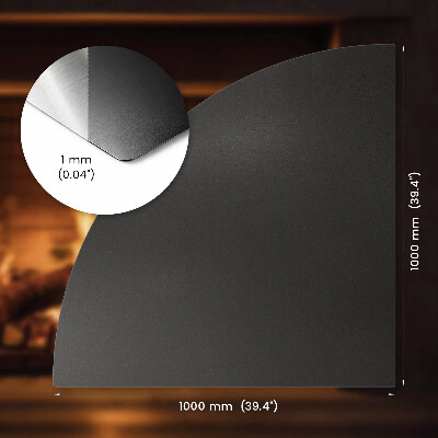 Kandalló alátét Negyedkör alakú fekete lemez