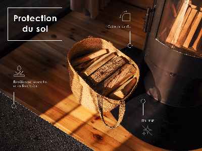 Kandalló alátét Fél-ovális fekete lemez