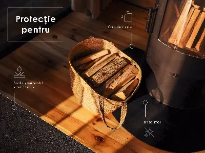 Félovális fekete kandalló alátétlemez