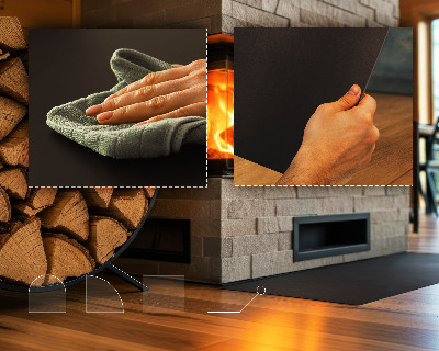 Kandalló alátét Fél-ovális fekete lemez