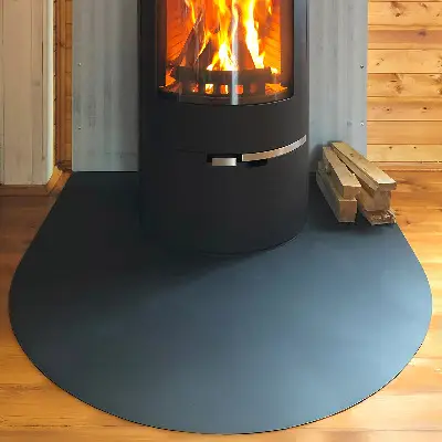 Félovális fekete kandalló alátétlemez