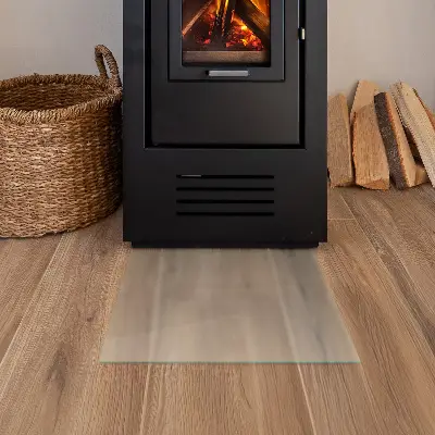 Félig áttetsző téglalap alakú kandalló üveg alátét