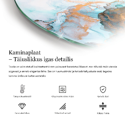 Negyedkör alakú kandalló alátét Természetes kő minta