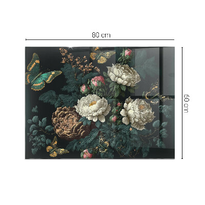 Kandalló alátét üveg Floral pattern with butterflies