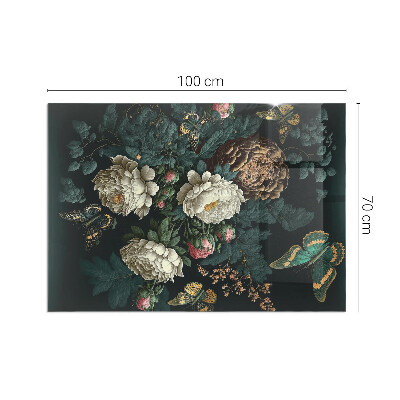 Kandalló alátét üveg Floral pattern with butterflies