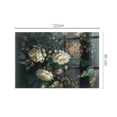 Kandalló alátét üveg Floral pattern with butterflies