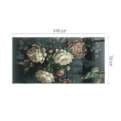 Kandalló alátét üveg Floral pattern with butterflies