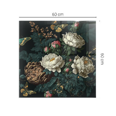 Kandalló alátét üveg Floral pattern with butterflies