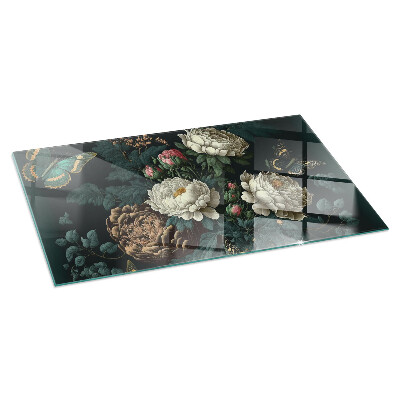Kandalló alátét üveg Floral pattern with butterflies