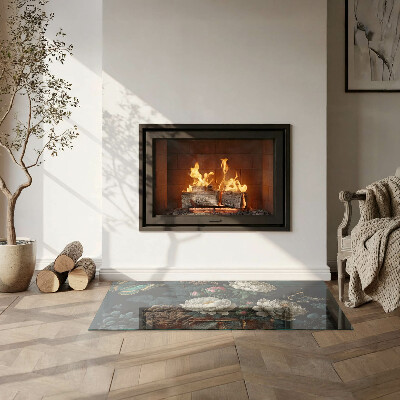 Kandalló alátét üveg Floral pattern with butterflies