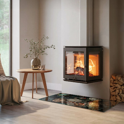 Kandalló alátét üveg Floral pattern with butterflies