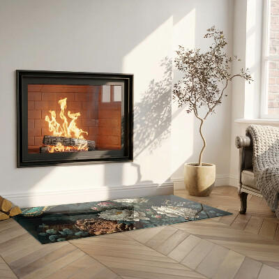 Kandalló alátét üveg Floral pattern with butterflies