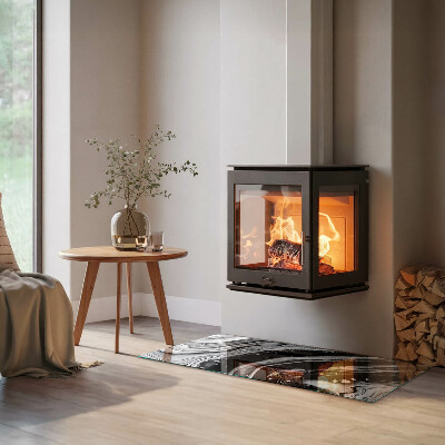 Téglalap alakú kandalló alátét Abstract waves and lines