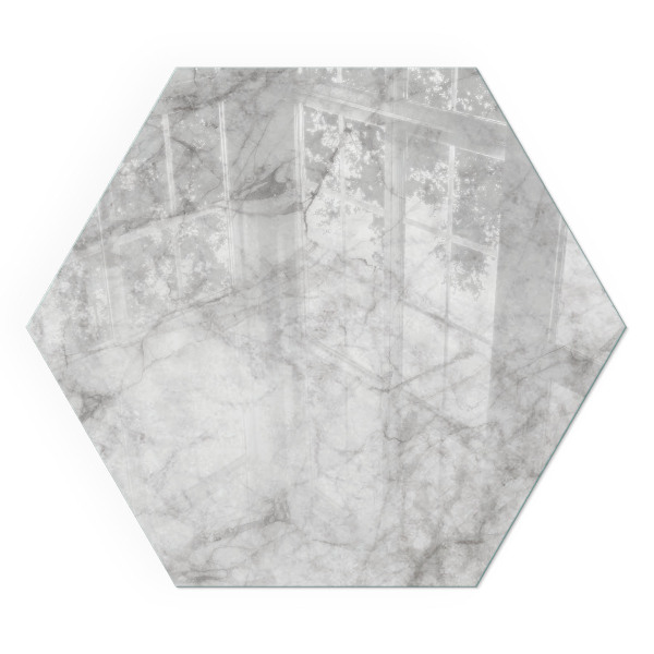 Hexagonal sticlă sub șemineu Structură elegantă din marmură în design
