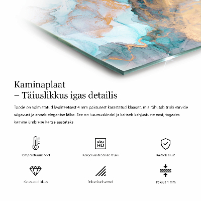 Hexagonal sticlă sub șemineu Structură elegantă din marmură în design