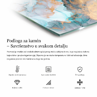 Hexagonal sticlă sub șemineu Structură elegantă din marmură în design