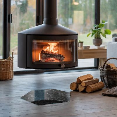 Hexagonal protecție sub sobă Design clasic din marmură