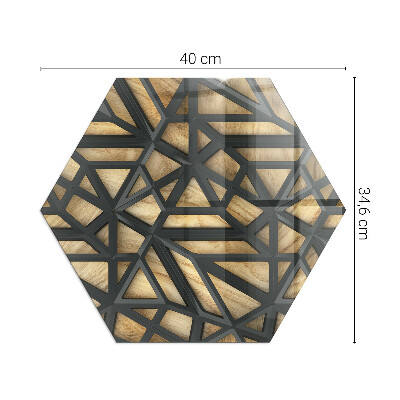 Hexagonal sticlă sub șemineu Modele geometrice pe fundal de lemn