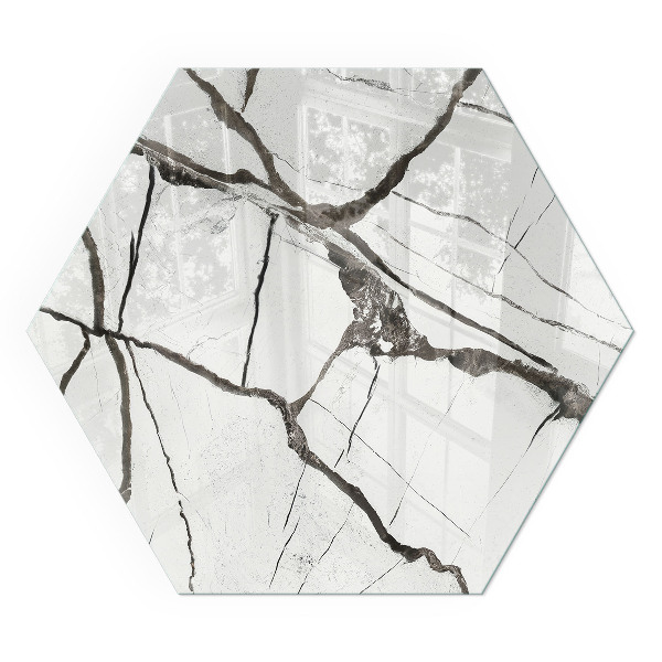 Hexagonal sticlă sub șemineu Model de vene în stil marmoră