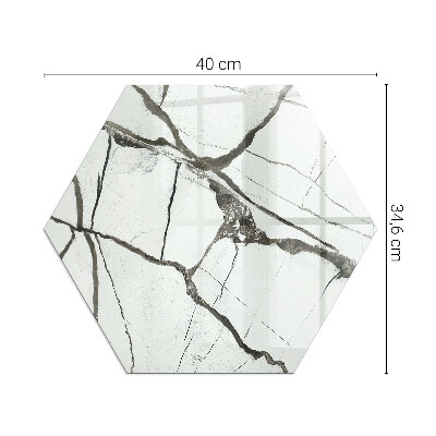 Hexagonal sticlă sub șemineu Model de vene în stil marmoră