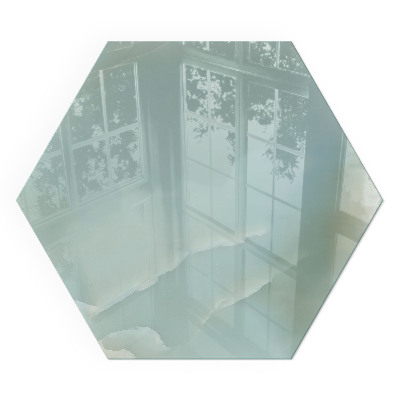 Hexagonal protecție sub sobă Motiv elegant din marmură