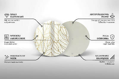 Üveg alátét gyertyákhoz Line-art levelek minta