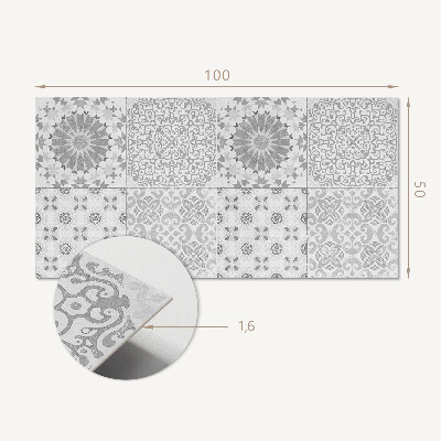 Téglalap alakú pvc falburkolat Geometrikus-virágos motívum