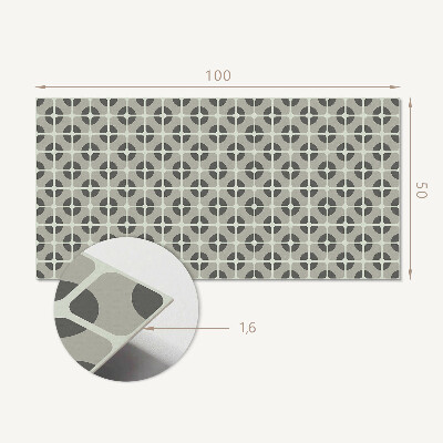 Téglalap alakú öntapadó falburkolat Csempézett geometrikus motívum