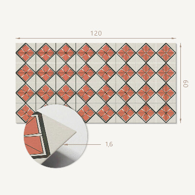 Téglalap alakú pvc falburkolat Geometriai stílusú rombusz minta