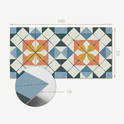 Téglalap alakú öntapadó falburkolat Virág motívum geometriai formákban