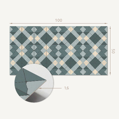 Téglalap alakú falpanel Geometriai stílusú rombusz minta