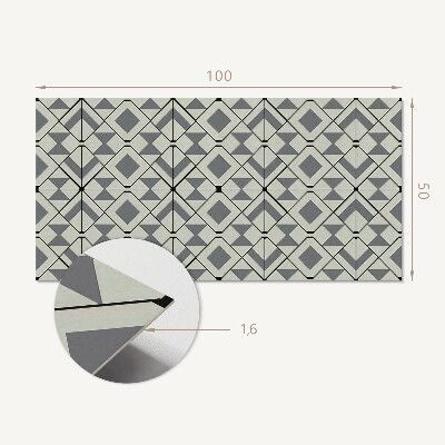 Téglalap alakú öntapadó falburkolat Geometriai stílusú rombusz minta