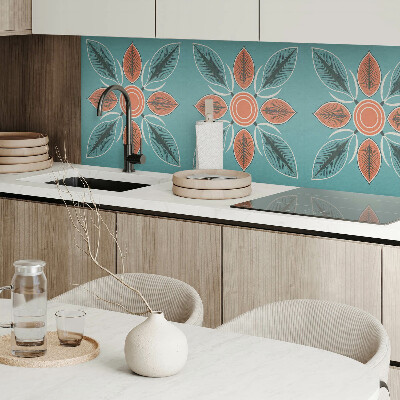 Négyzet alakú pvc falpanel Népi design virágokkal és levelekkel