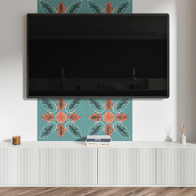 Négyzet alakú pvc falpanel Népi design virágokkal és levelekkel