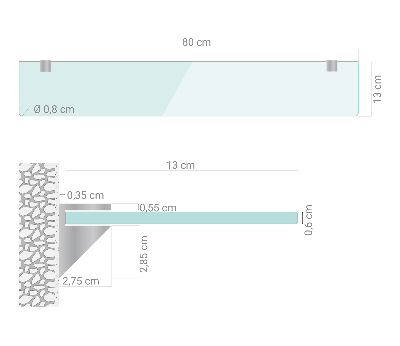 Fürdőszobai üvegpolc függő átlátszó