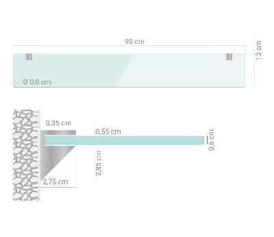 Fürdőszobai üvegpolc függő átlátszó