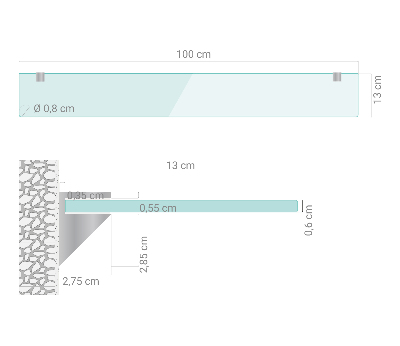 Fürdőszobai üvegpolc függő átlátszó